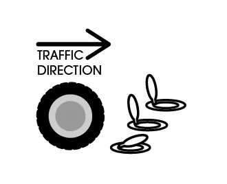 Image of open/partially open flanges and traffic direction