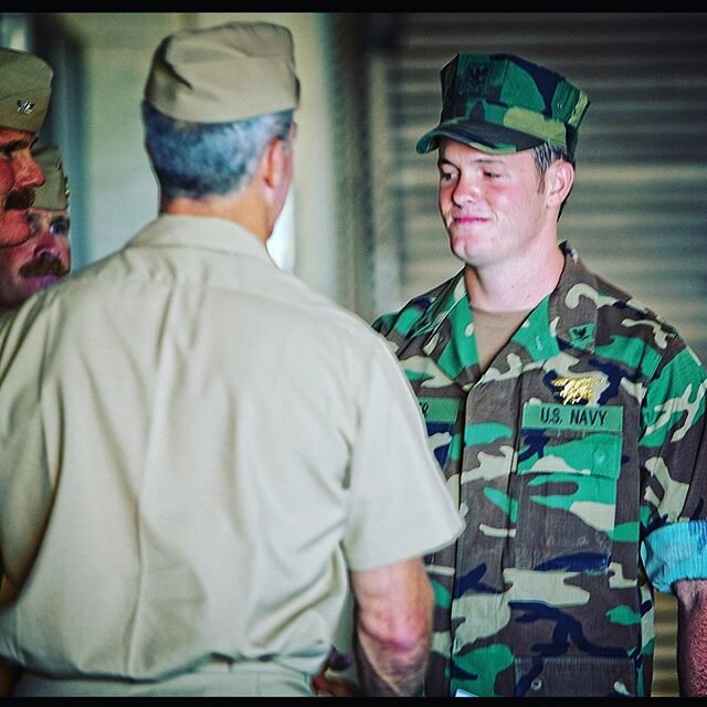 On 06.23.14,  Chief Petty Officer Brad Cavner, 31, was killed  while conducting parachute training jumps. We were fortunate enough to have captured this image of Brad receiving his Trident! 🔱 #onlyeasyday #navalspecialwarfare #hellweek #military #us