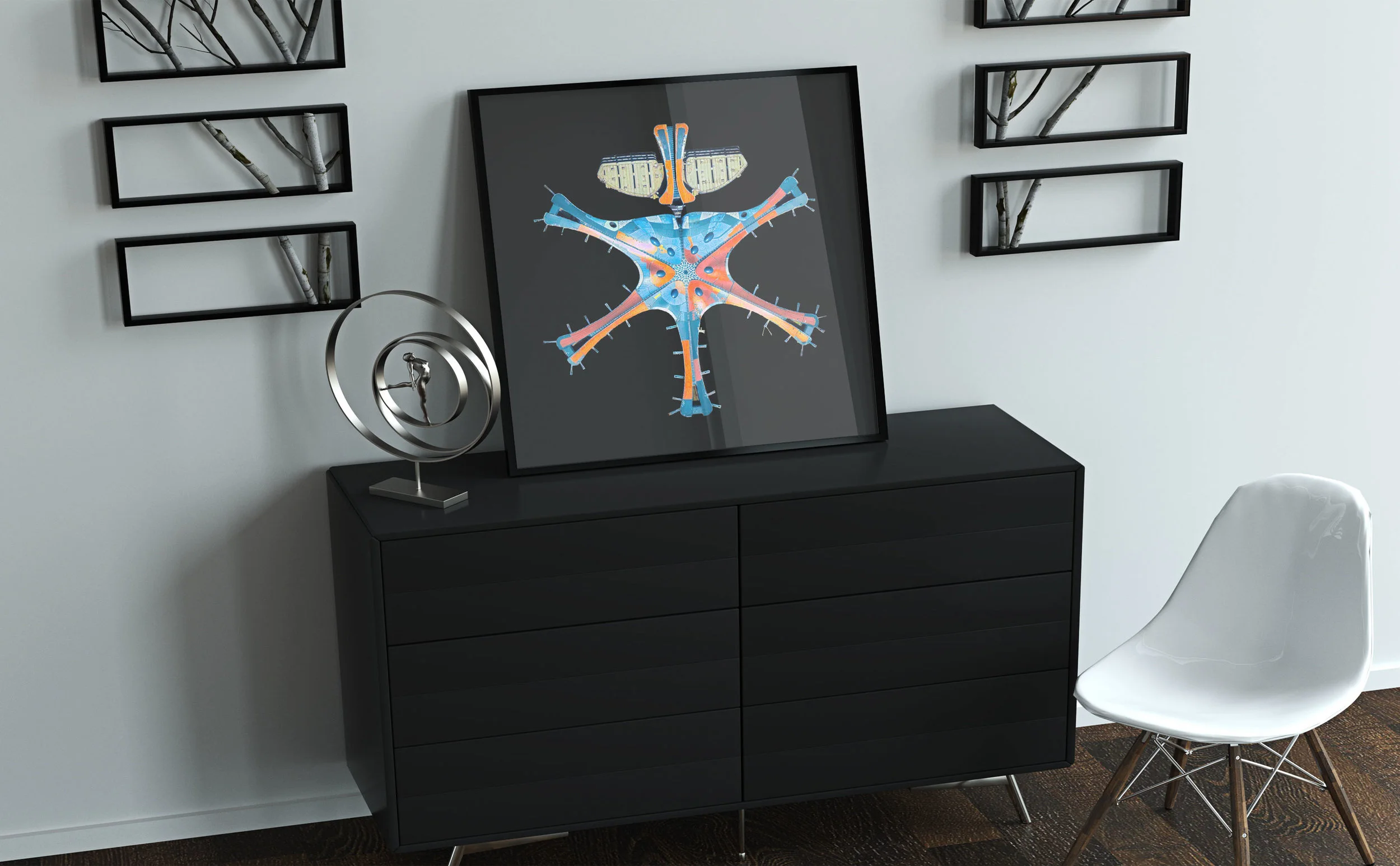 In Room, White Frame With Mat