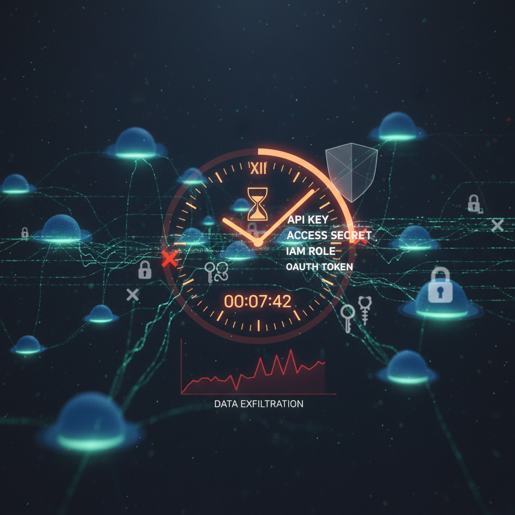 Cloud credential risk visualization featuring long-lived credentials exposed within network topology