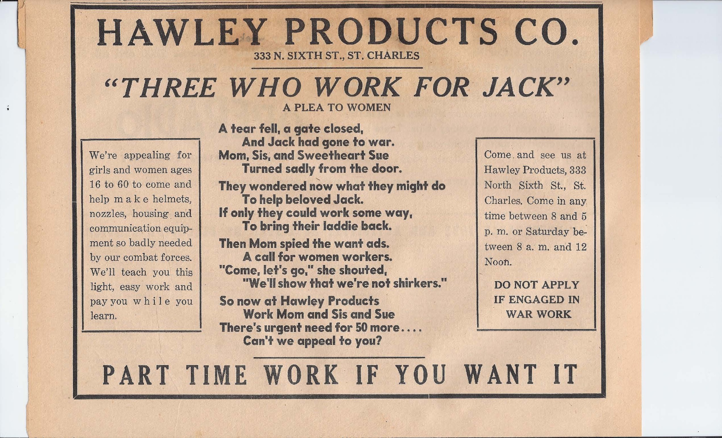 Hawley Products Co. Advertisment