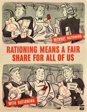 Advertisement Poster, "Rationing Means a Fair Share for All of Us", c.1943-44.