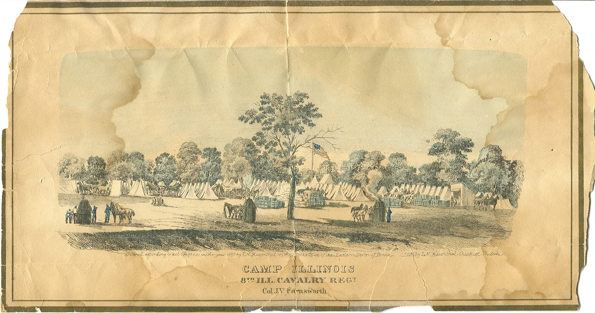 Line Drawing of Camp Kane, St. Charles History Museum Collection.