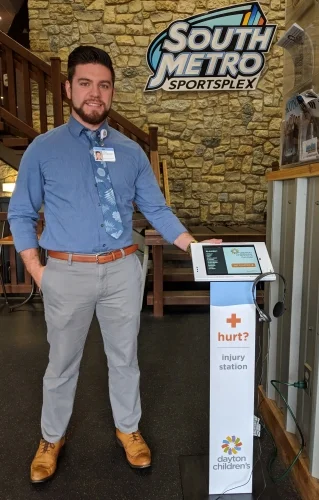 Healthy Roster Outreach Kiosk with Dayton Children' at South Metro Sports Complex