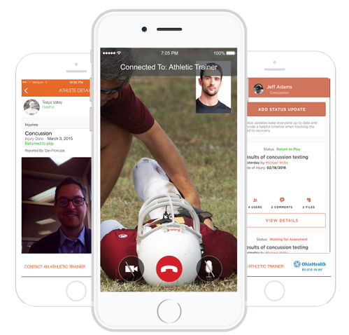 The Healthy Roster mobile app quickly connects you to your child’s personal Athletic Trainer.