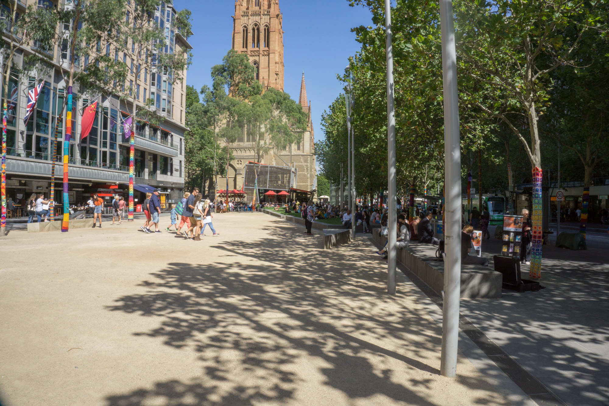 Fig 30: A widened and re-developed footpath in inner Melbourne which is now a social place