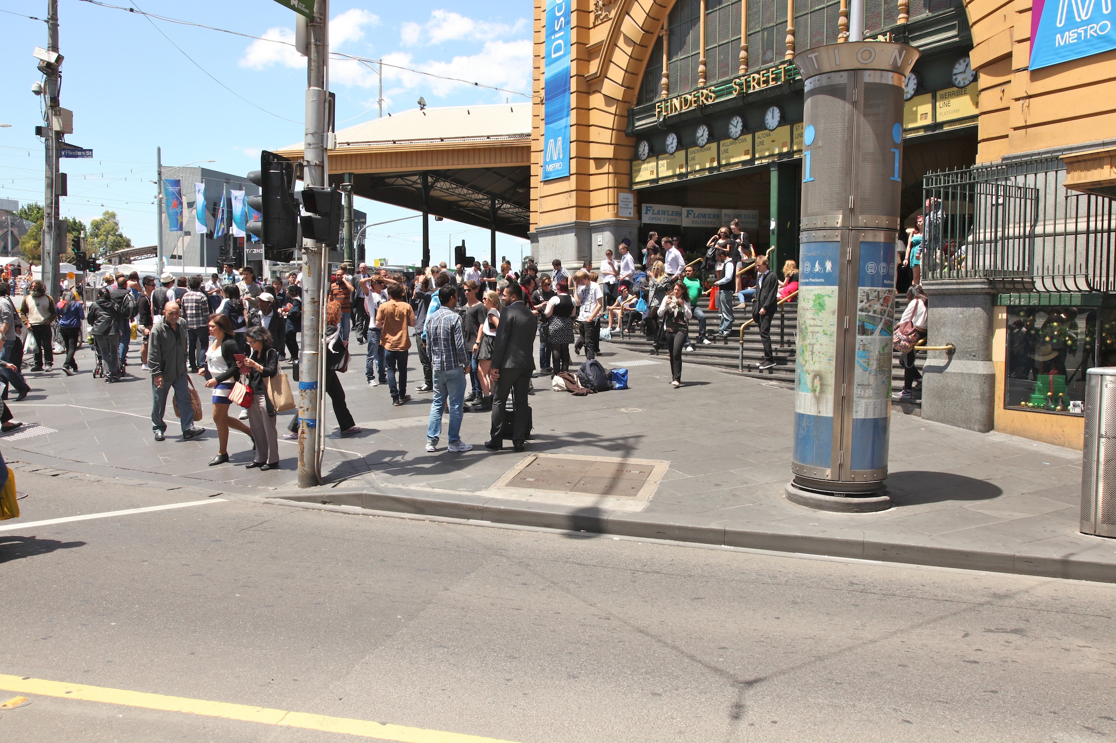Fig 36: The footpath in front of Flinders Street Station – A claimed space within a larger space (a meeting place.