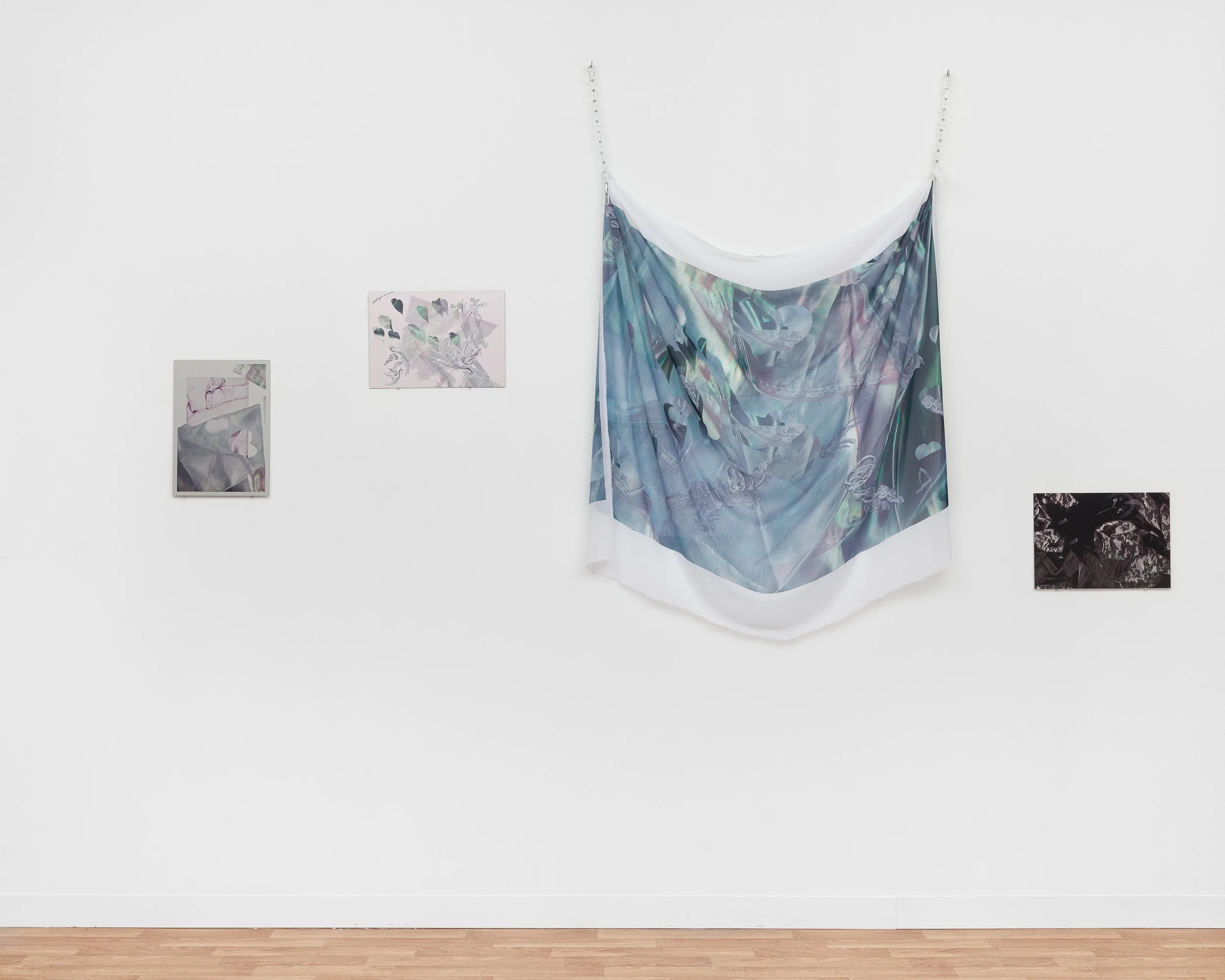 Installation view of Which Way , Blow Up , Interference , and No Hands in 'Fresh' at Collab Gallery, 2017 Photo: Docqment Enquire