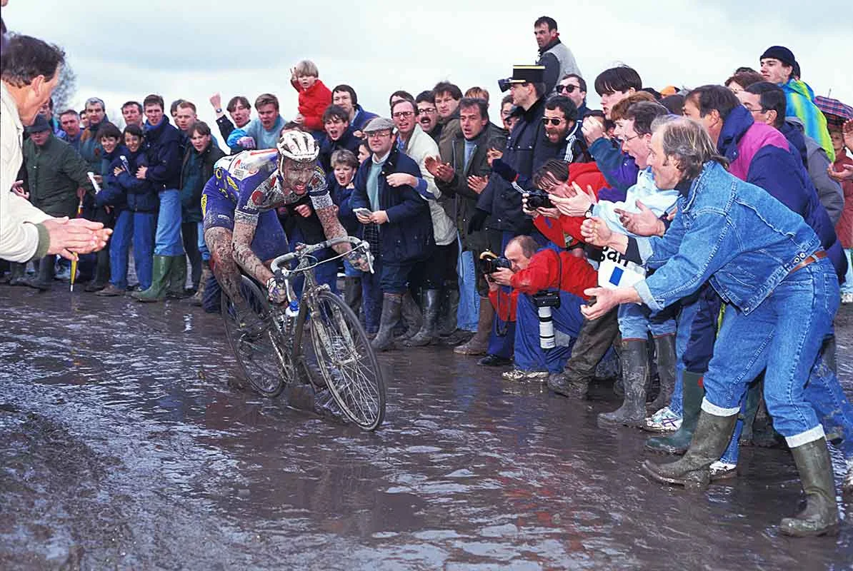 Johan Museeuw showing more resilience in the mud than some. 