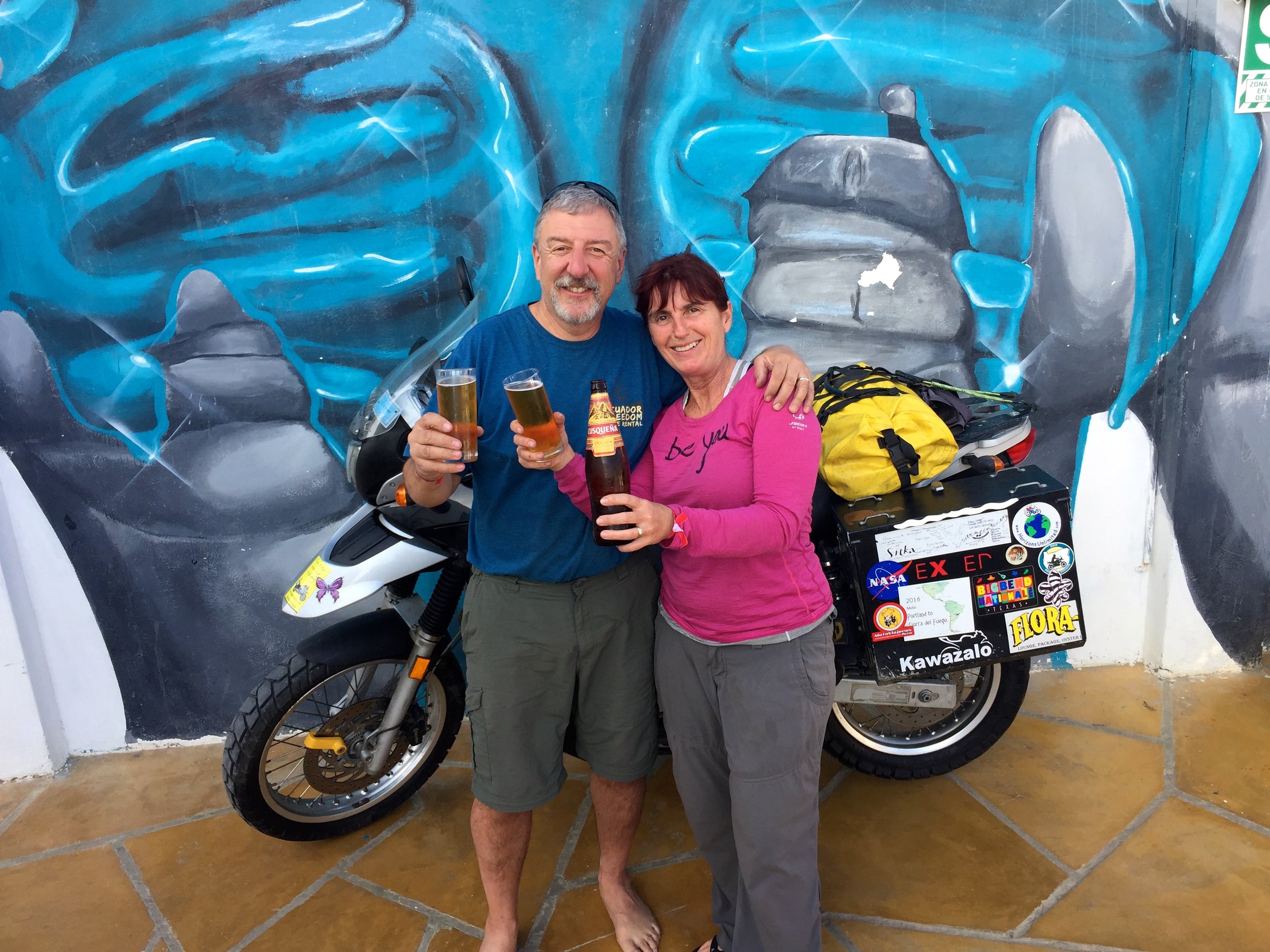 Poolside in Paracas we celebrated 1 year on the road!