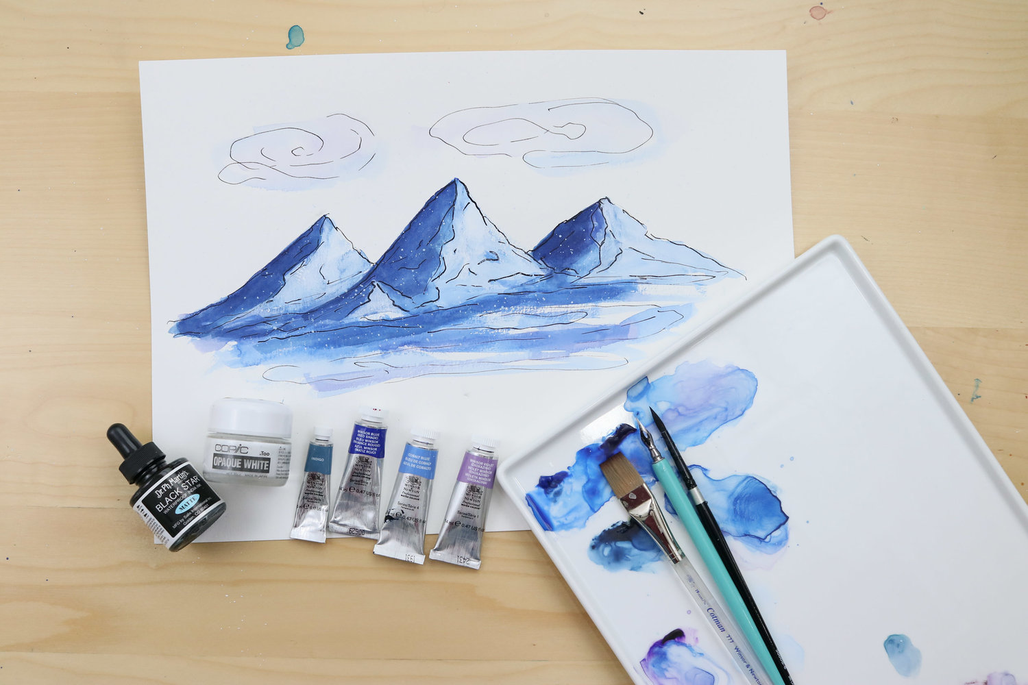 Mountain Painting Watercolor And Ink Tutorial Weronika Zubek