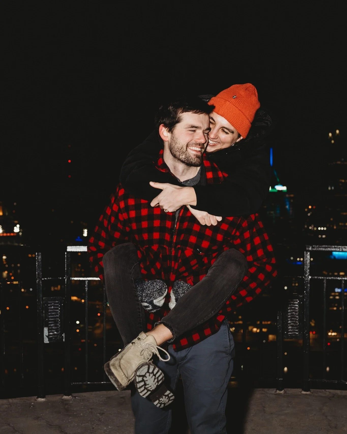When your schedules are both insane and the only time you can do your engagement session is at night and it happens to be during the freezing cold arctic blast that was January, you make it work. These two were so adorable together even given the con