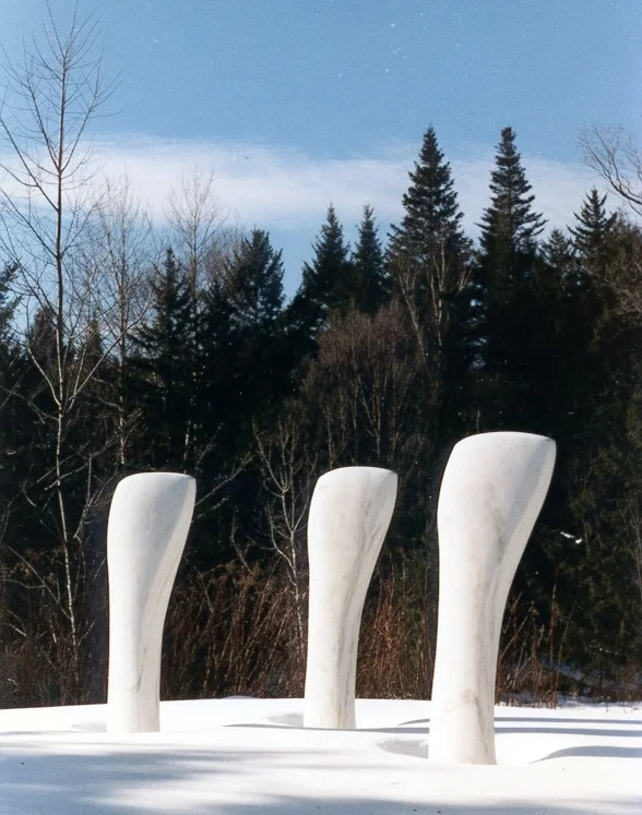 "Marble Trio" Vermont marble. 42 inches tall in group. 1987