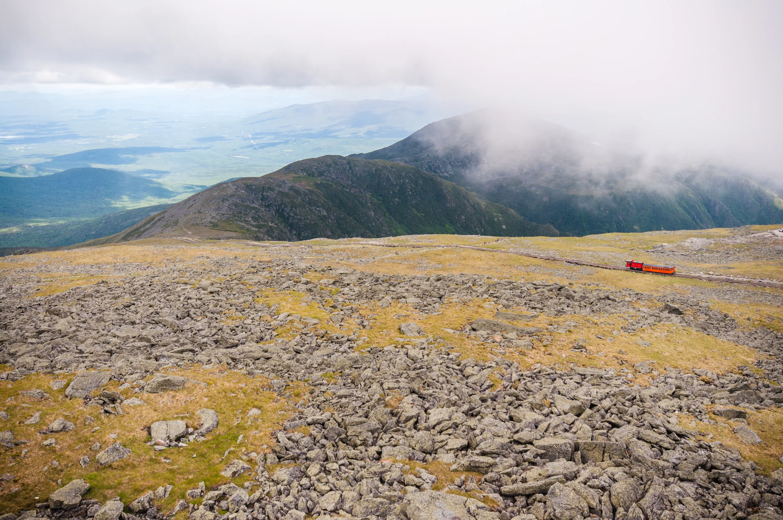 The clouds lifted just enough to make the trail visible as it headed back down the mountain. 