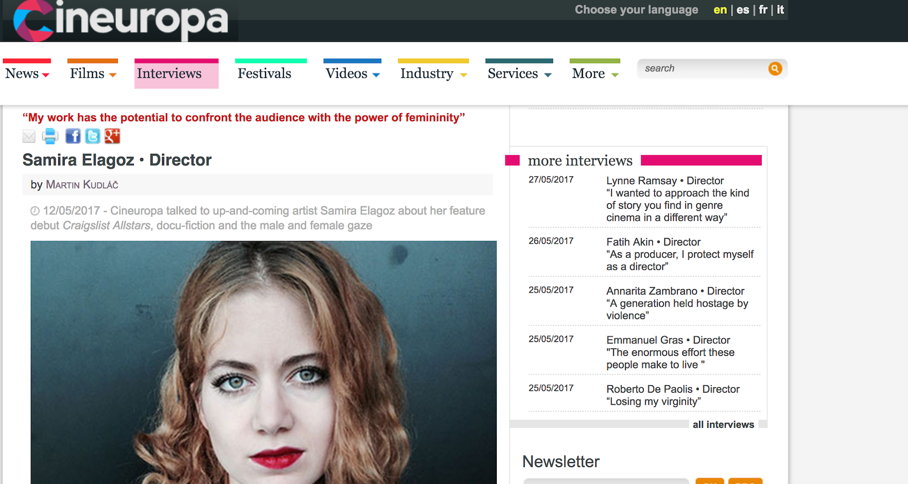 Interview for CINEUROPA