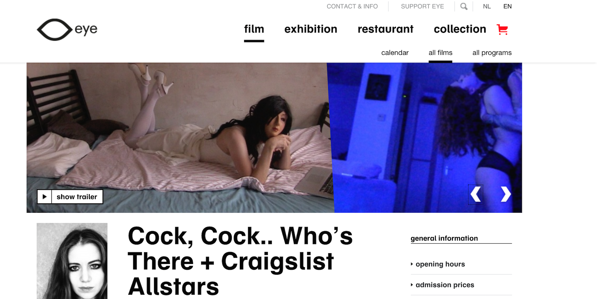 On 15th of June Craigslist Allstars & Cock, Cock.. Who's There? EYE Film museum starting 8pm!!