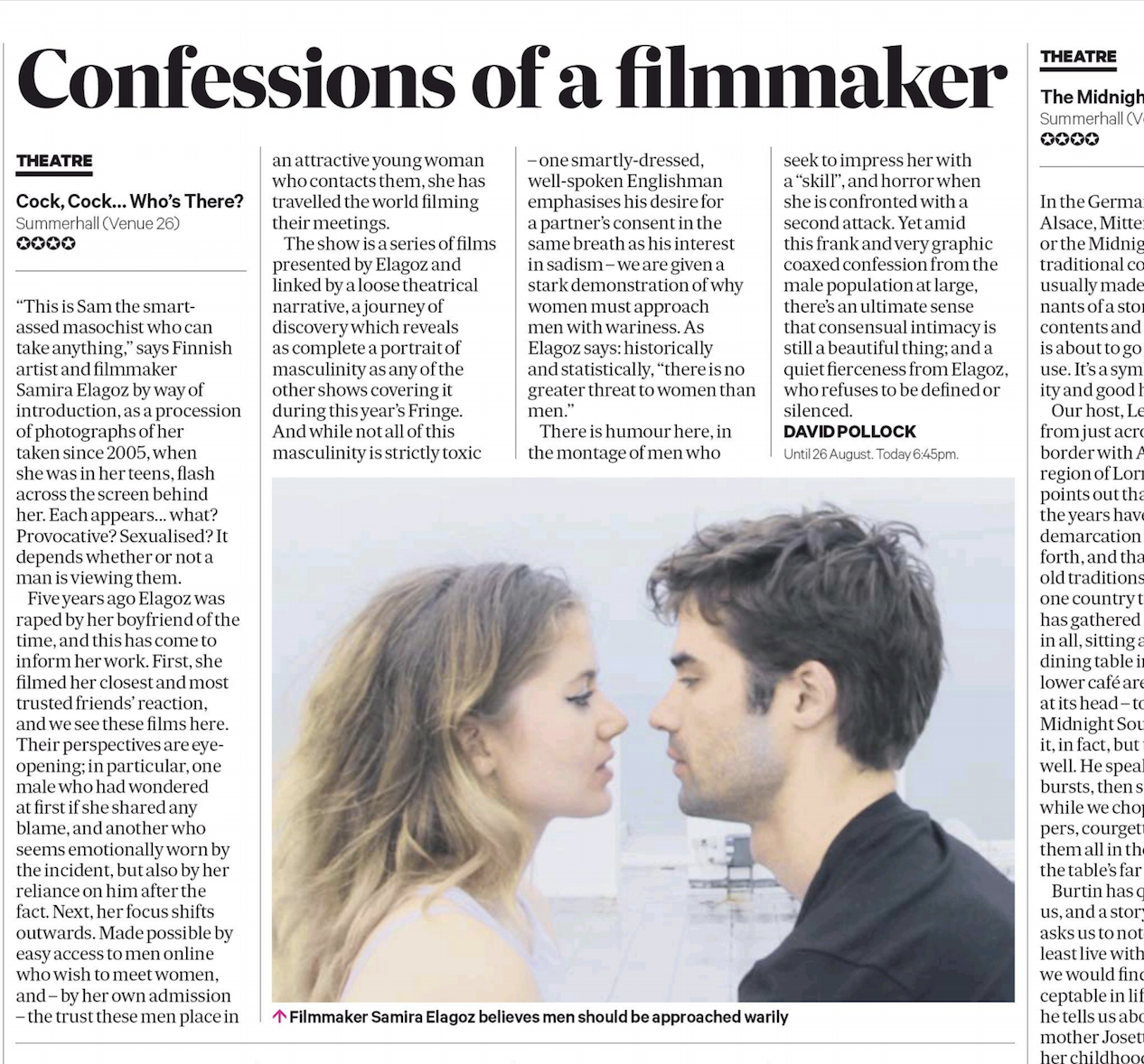 SCOTSMAN Review: “ ( ★★★★) ..there’s an ultimate sense that consensual intimacy is still a beautiful thing"