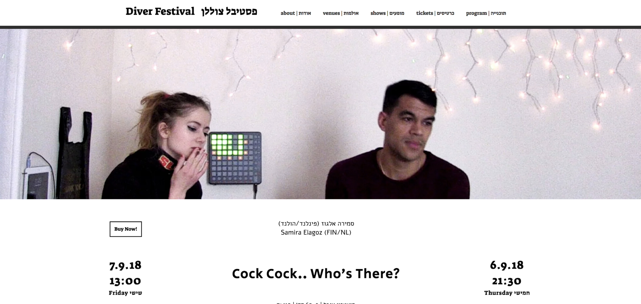 Performing at the Diver festival 6-7.9. at Tel Aviv
