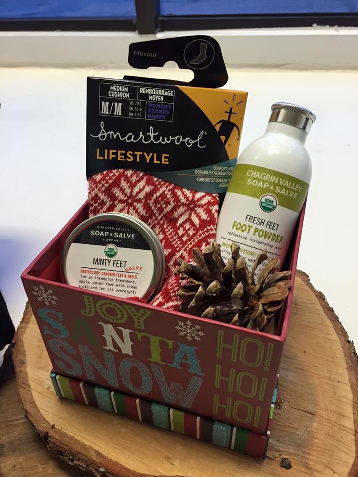 Foot Treatment Gift Set $50 - Fresh Feet Foot Powder & Minty Feet Salve from Chagrin Valley Soap & Salve Company featuring Cushy Smartwool Socks from Arthur's Shoe Tree.