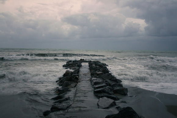 31 October 2008 Rough sea in Levanto, Liguria (northwestern Italy).
