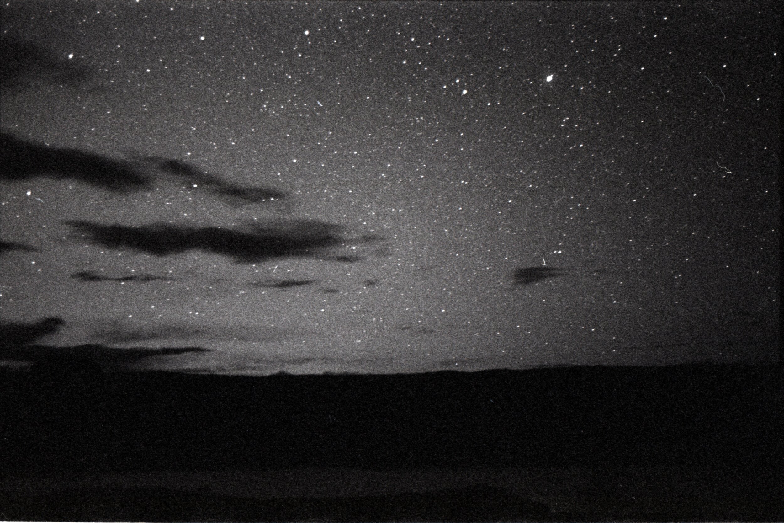  Digital scan of B&amp;W film: Starry sky on the shores of Lake Powell, Utah, 2019 