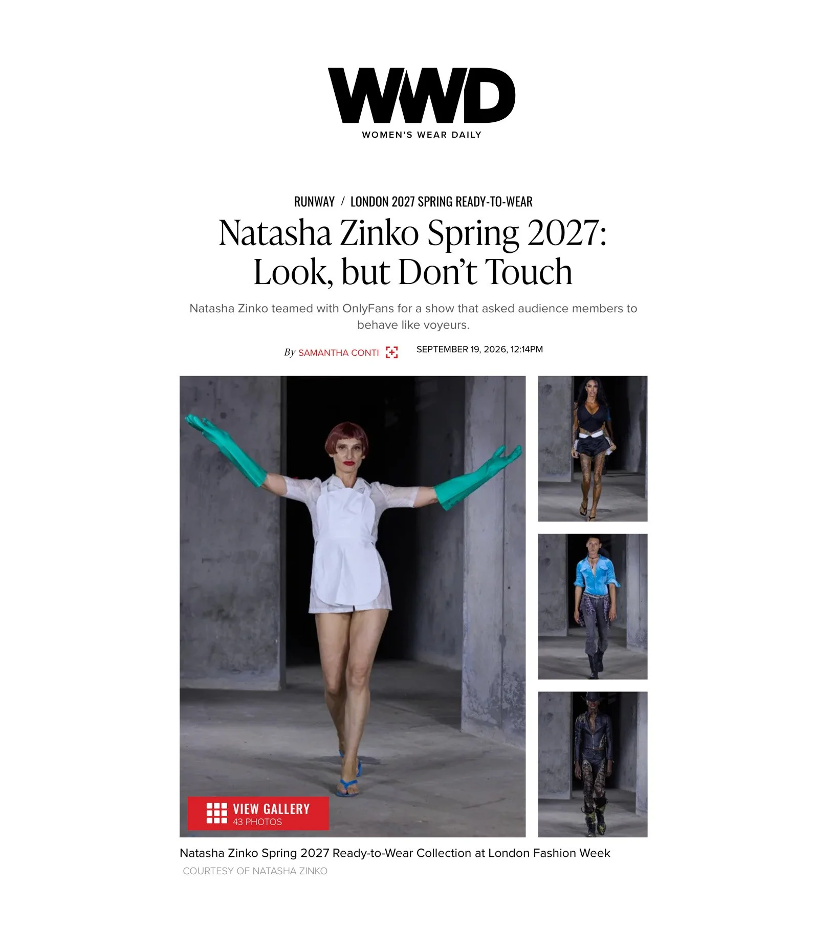 Women's Wear Daily, Article, Fashion Week, E-commerce, Natasha Zinko x OnlyFans