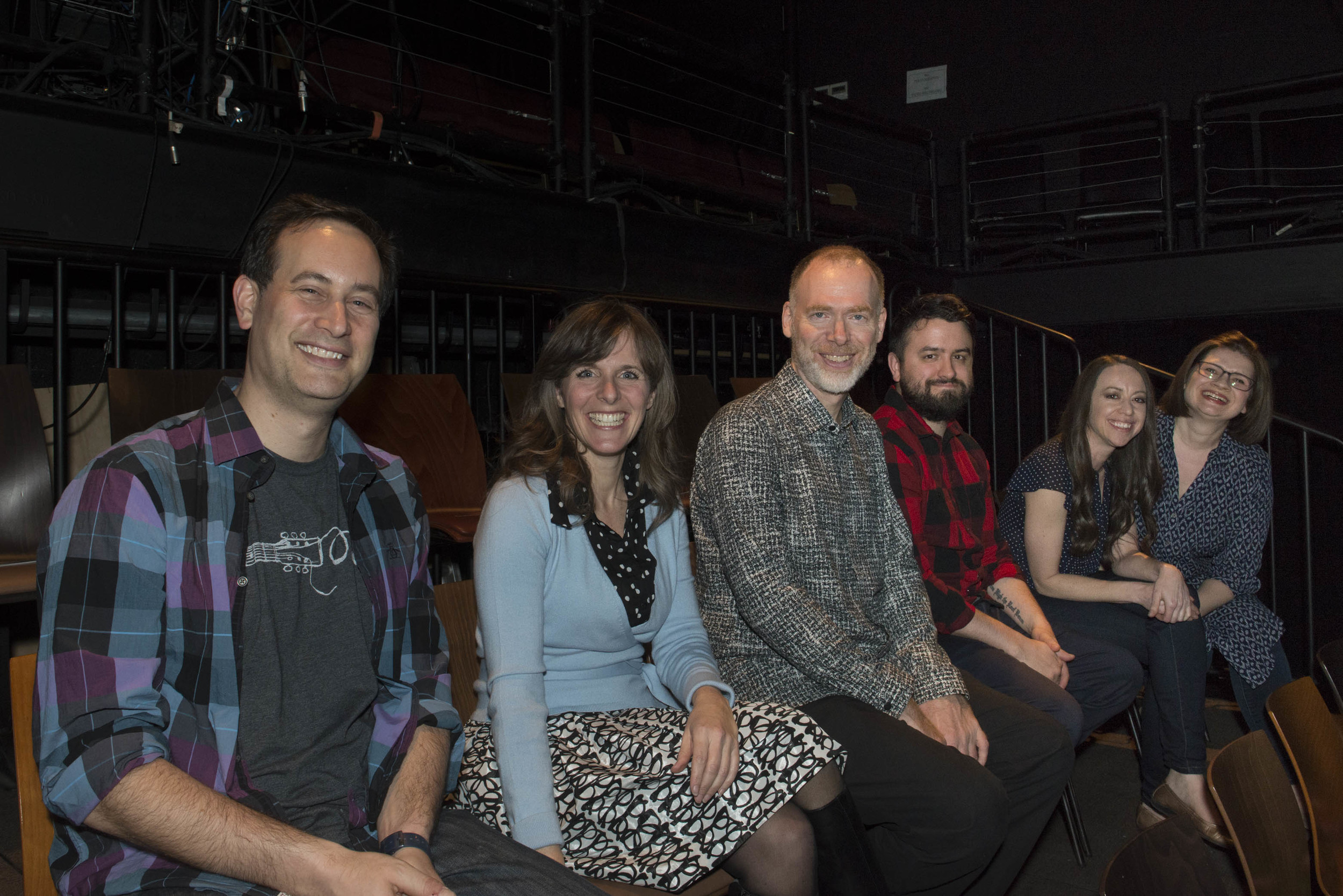 The Cast of our show on March 17th, 2016 - David Levithan, VC Chickering, Scott Westerfeld, David Arnold, Jessica Brody and you-know-who.