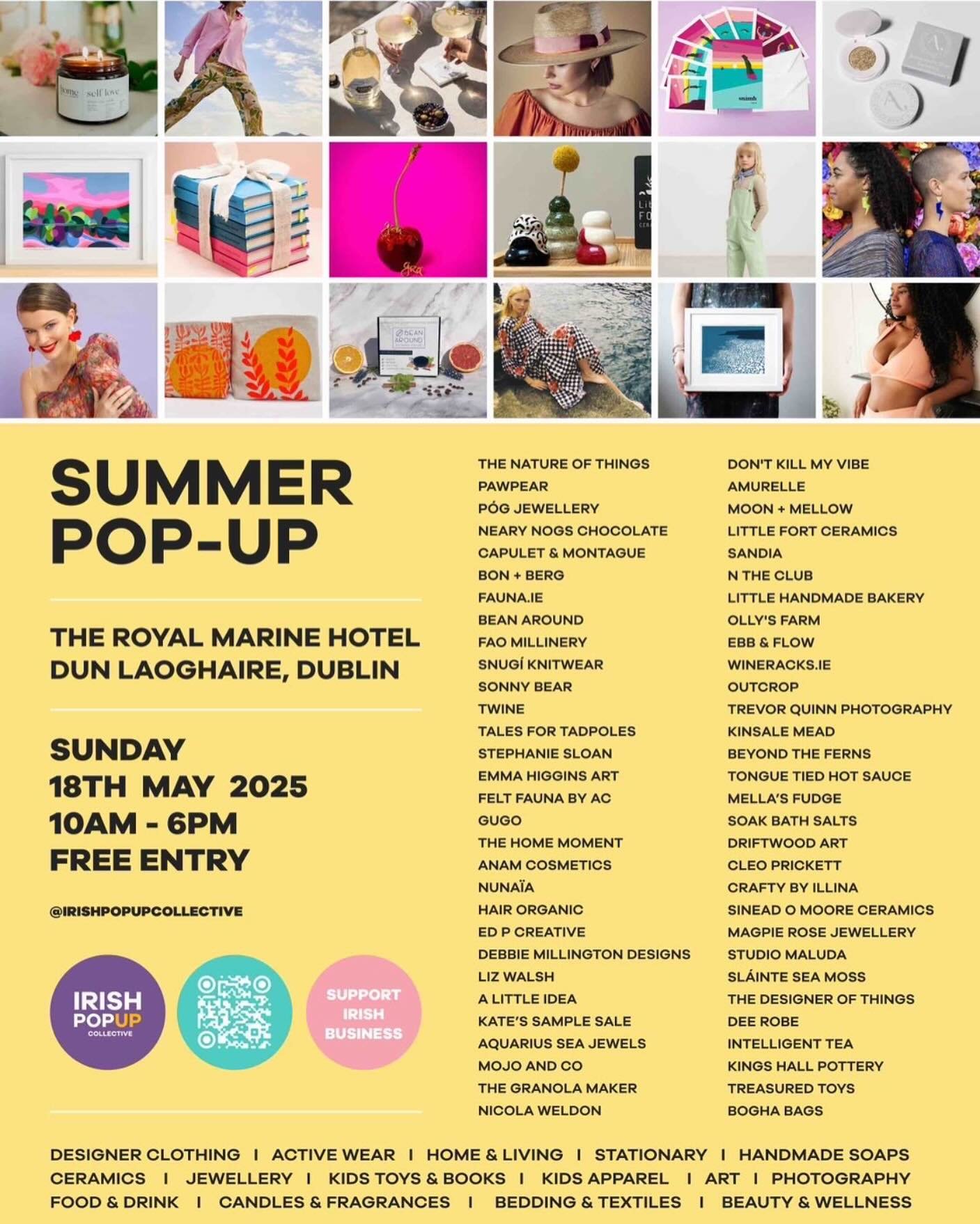 SAVE THE DATE! Sunday 18th May I will be joining 50 fabulous Irish brands at the 6th Irish Popup Collective (IPUC) @irishpopupcollective in the Royal Marine Hotel, Dunlaoighre. 
I&rsquo;m delighted to be there with my coastal prints and to be in such