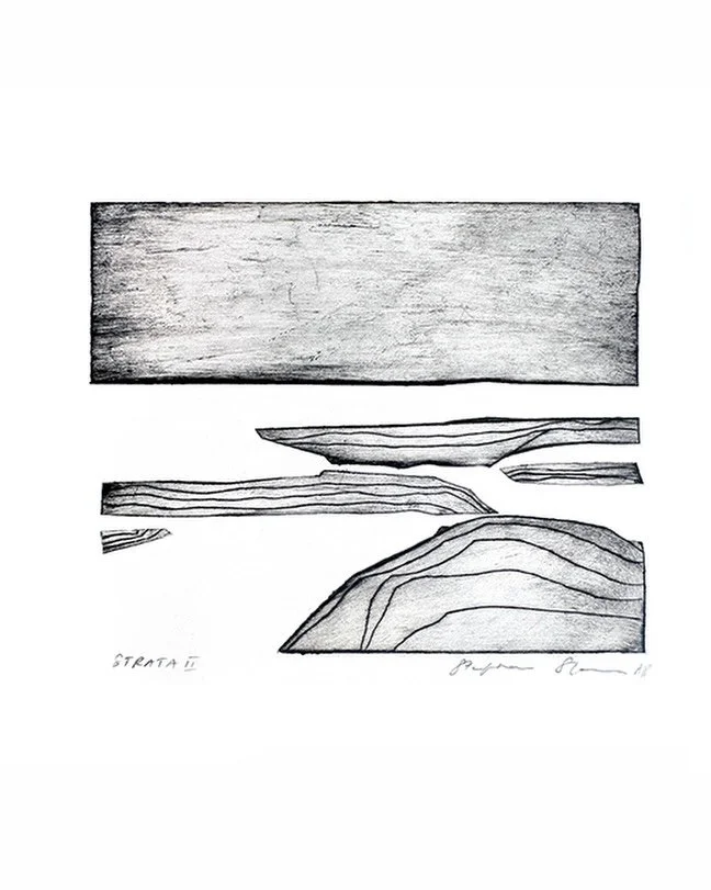 Strata II- one of a series of new etchings and screenprints. 

Exhibition of these works alongside watercolour artist Pam Bowie is launching at Arklow Library @wicklowlibraries tomorrow evening 14th May from 6-8pm. Come along if you&rsquo;re in the a