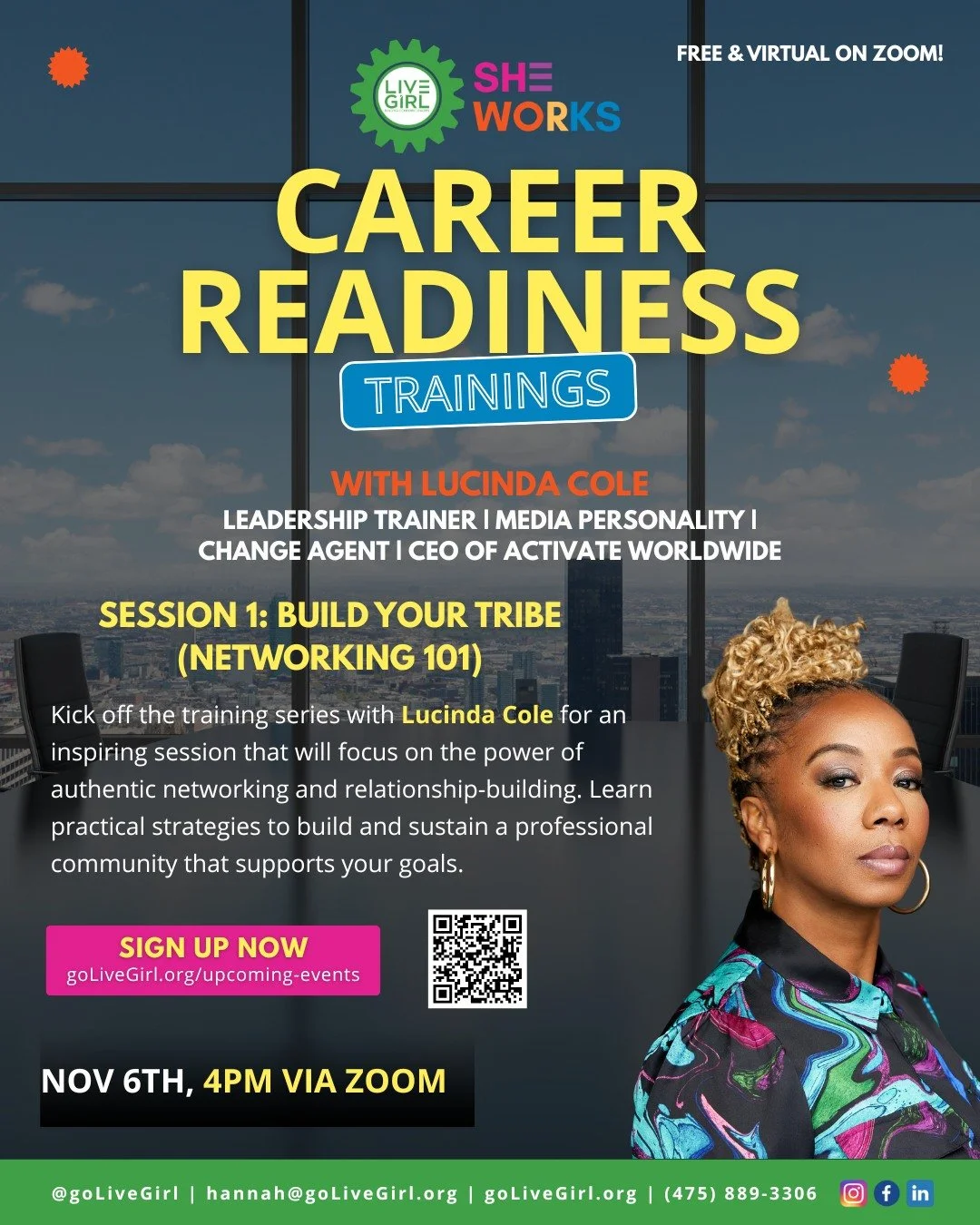 β³ We’re just one week away from kicking off our SHE WORKS Virtual Fall Career Readiness Training! Join Lucinda Cole for an inspiring session on authentic networking and relationship-building. Learn practical strategies to grow and sustain a pro