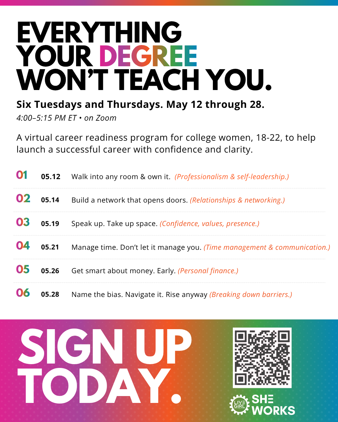 SHE WORKS Spring Career Readiness Training