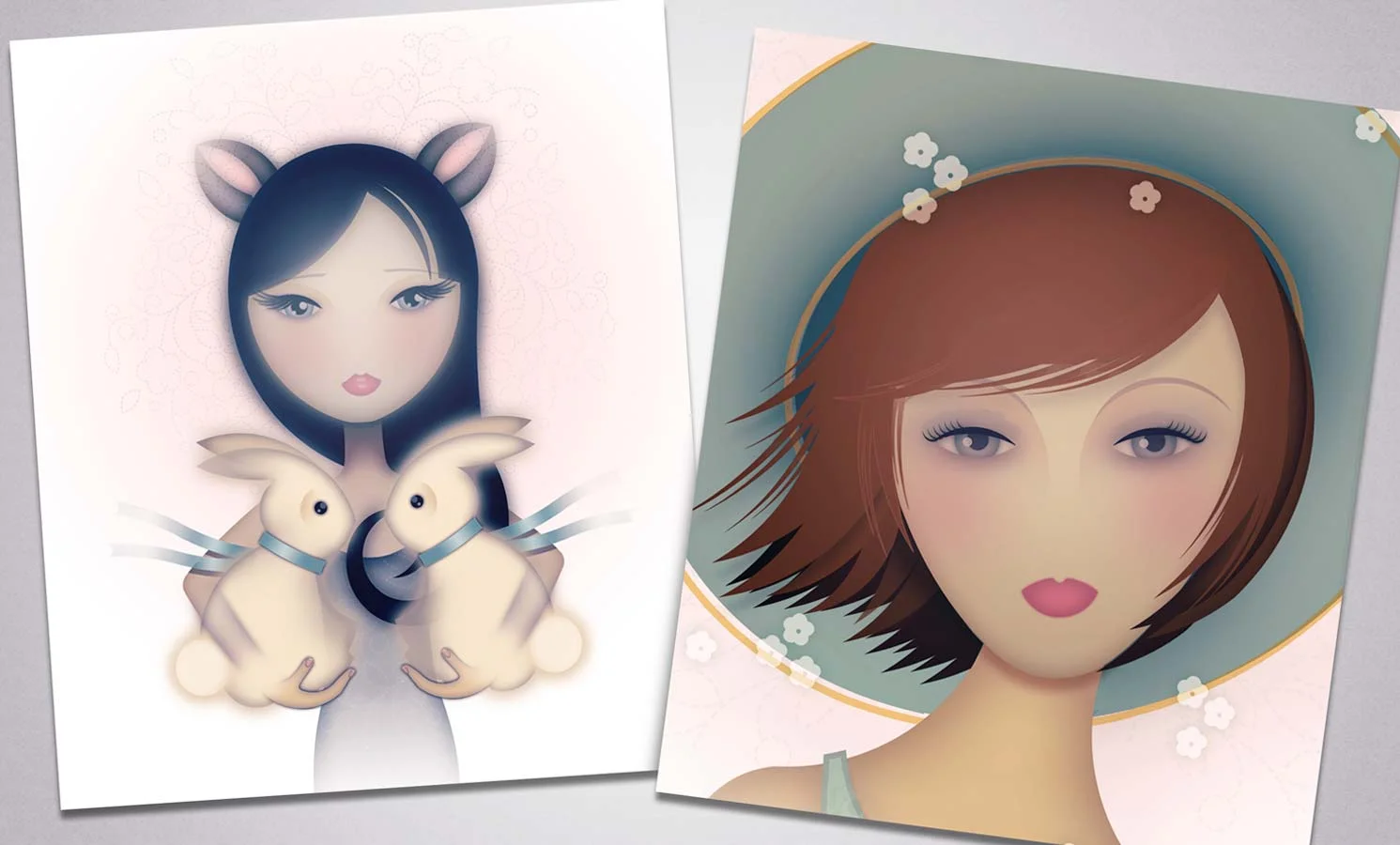 Some Bunny to Love Illustration | Lady in Sun Hat Illustration