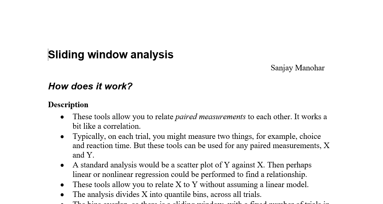 Sliding Window Analysis