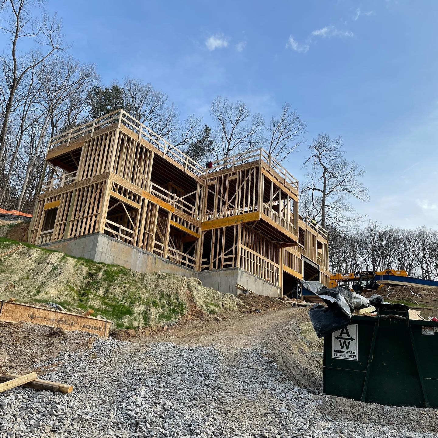 Our Sandy Springs hillside modern is beginning to take shape as we frame. This @jeffreybrucebakerdesigns home is inspired by the hillside perch and indoor outdoor living spaces. Kids&rsquo; area to feature Jeffrey&rsquo;s first &ldquo;play house&rdqu