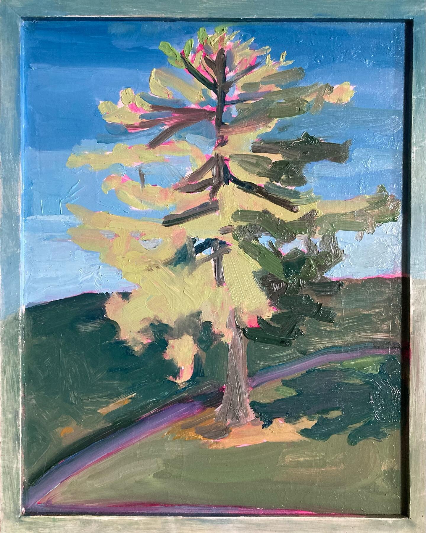 Chocolate box tree, oil on board, 10x8&rdquo; (25.4x20.3cm) 

I got a box of chocolates from my sister in Belgium. I loved the box so I turned it around and covered the back with a few layers of gesso then took it out to the cemetery to paint a tree 