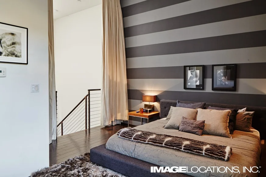 Custom wall designs by Velvet Marshall for Playboy photographer Josh Ryan's private penthouse Los Angeles, California. Photo: Image Locations Inc.