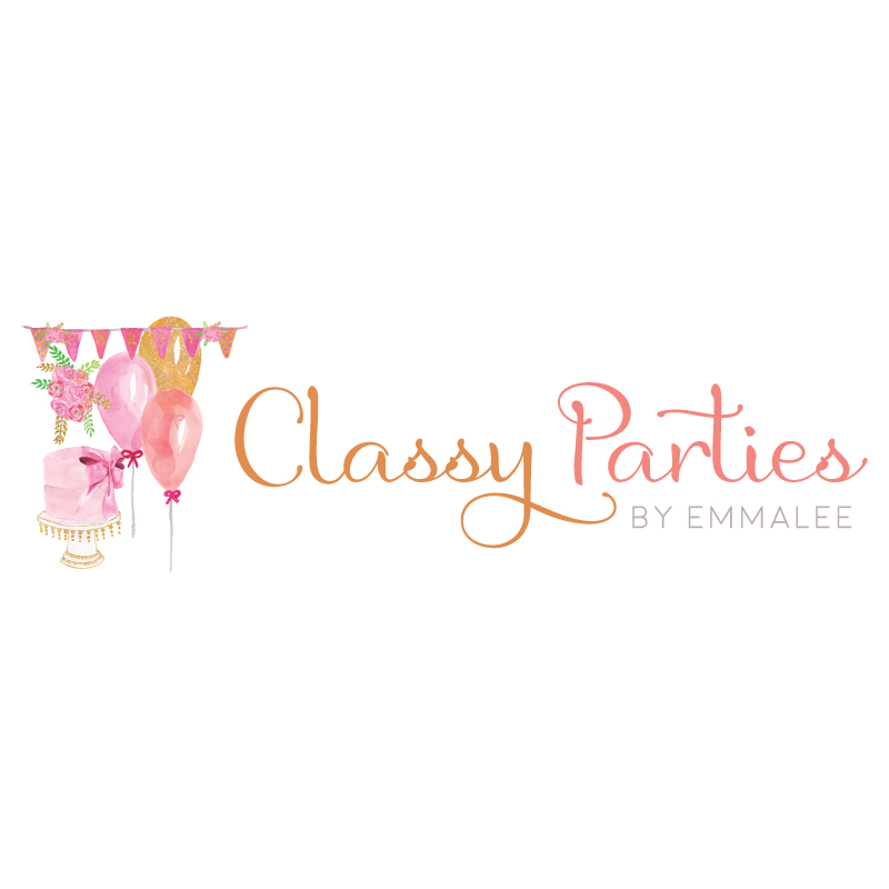 Cake Bunting Balloons Party Premade Logo Design - Customized with Your ...