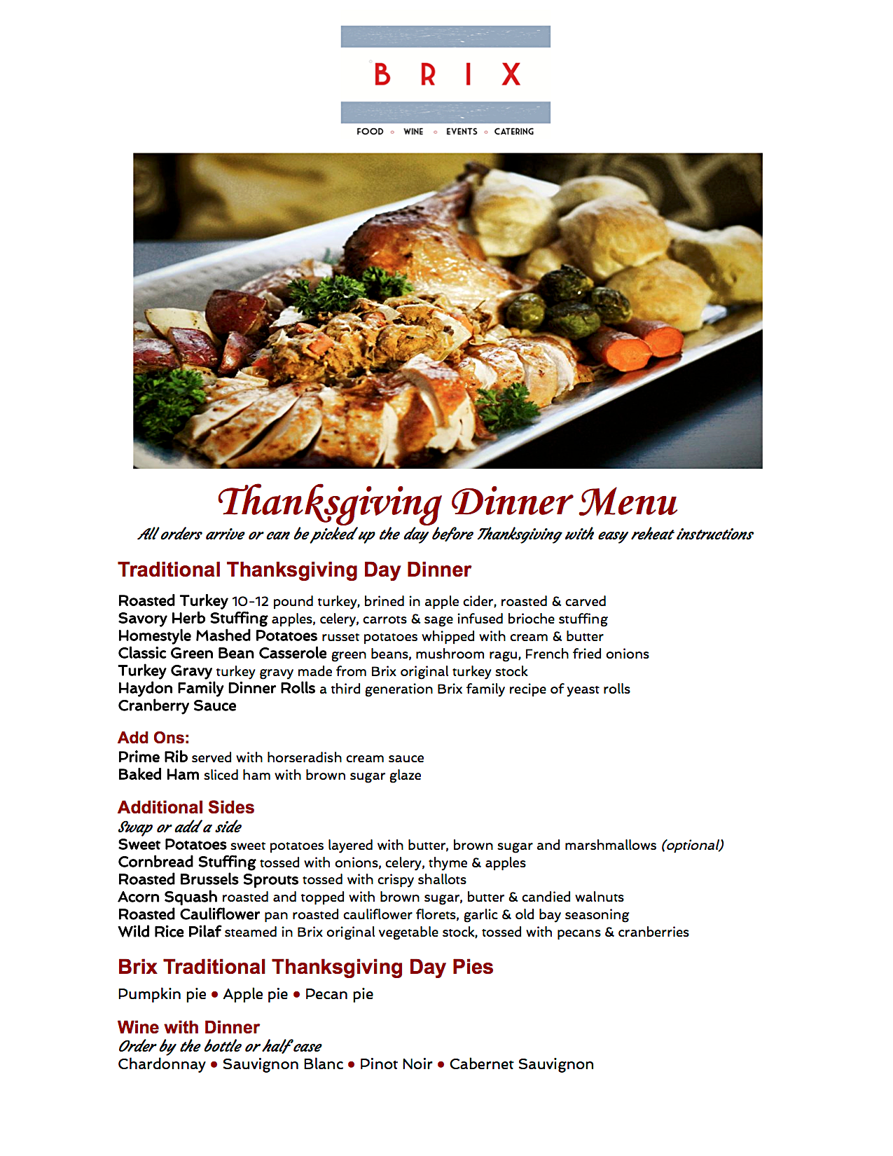 Thanksgiving Made Easy Brix Catering Events