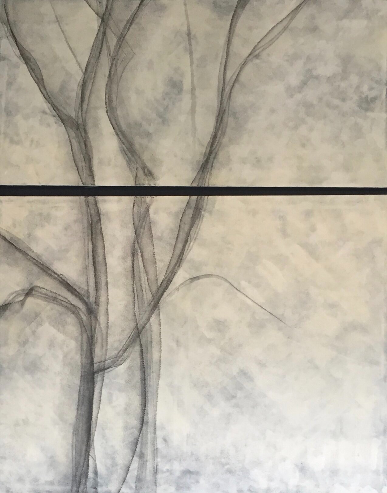 Trees in the Mist  Diptych 24 x 48, 36 x 48 Acrylic