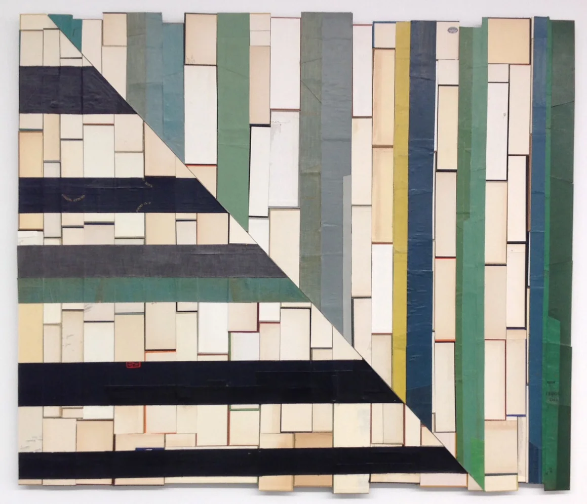 Level, 2015, book covers on book boards, 42 x 54 inches