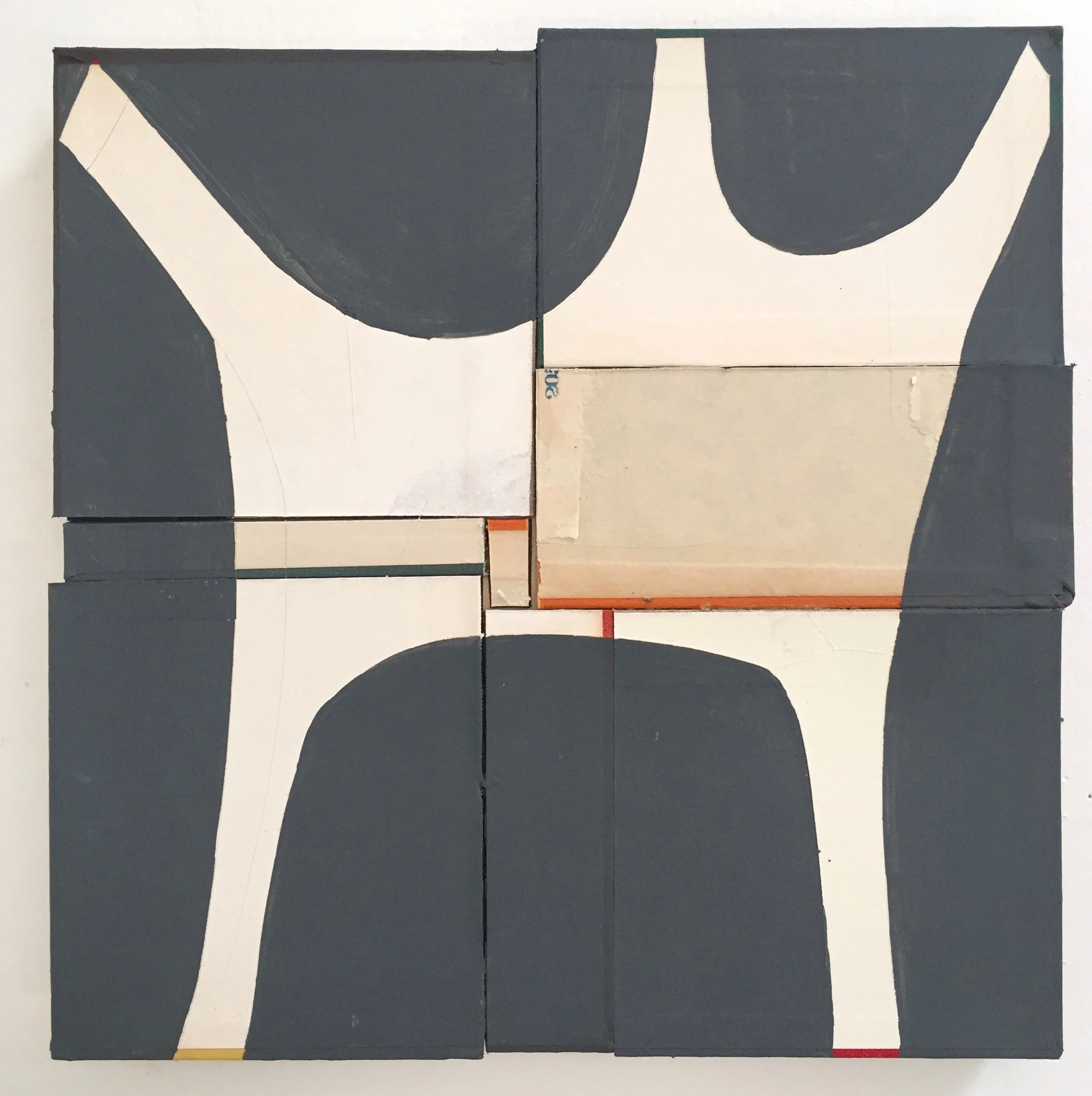 Line Dry 1, 2018, acrylic on book covers, 12 x 12 inches