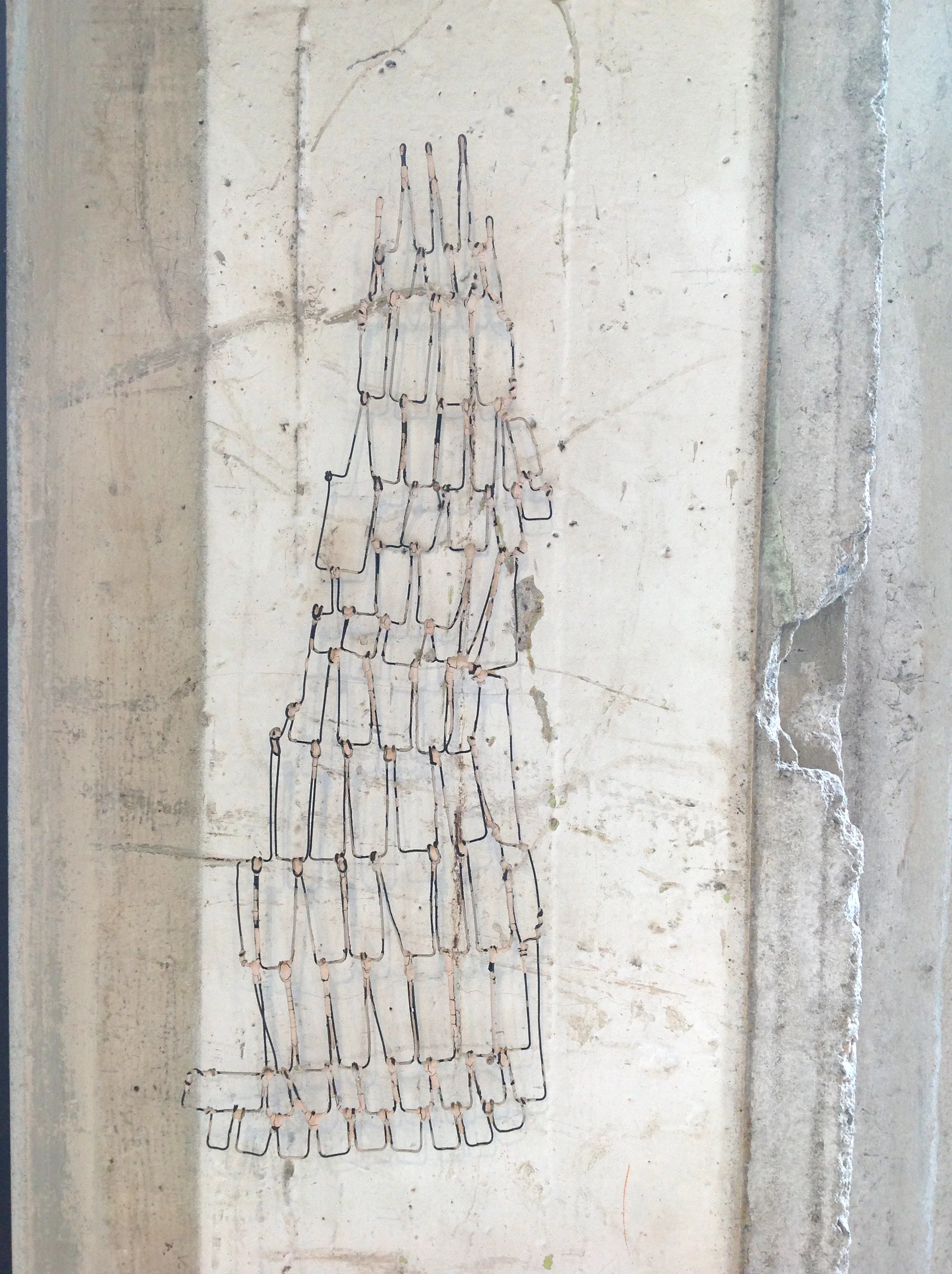 letter, 2017, wire, clay, 8 x 20 x 1 inches
