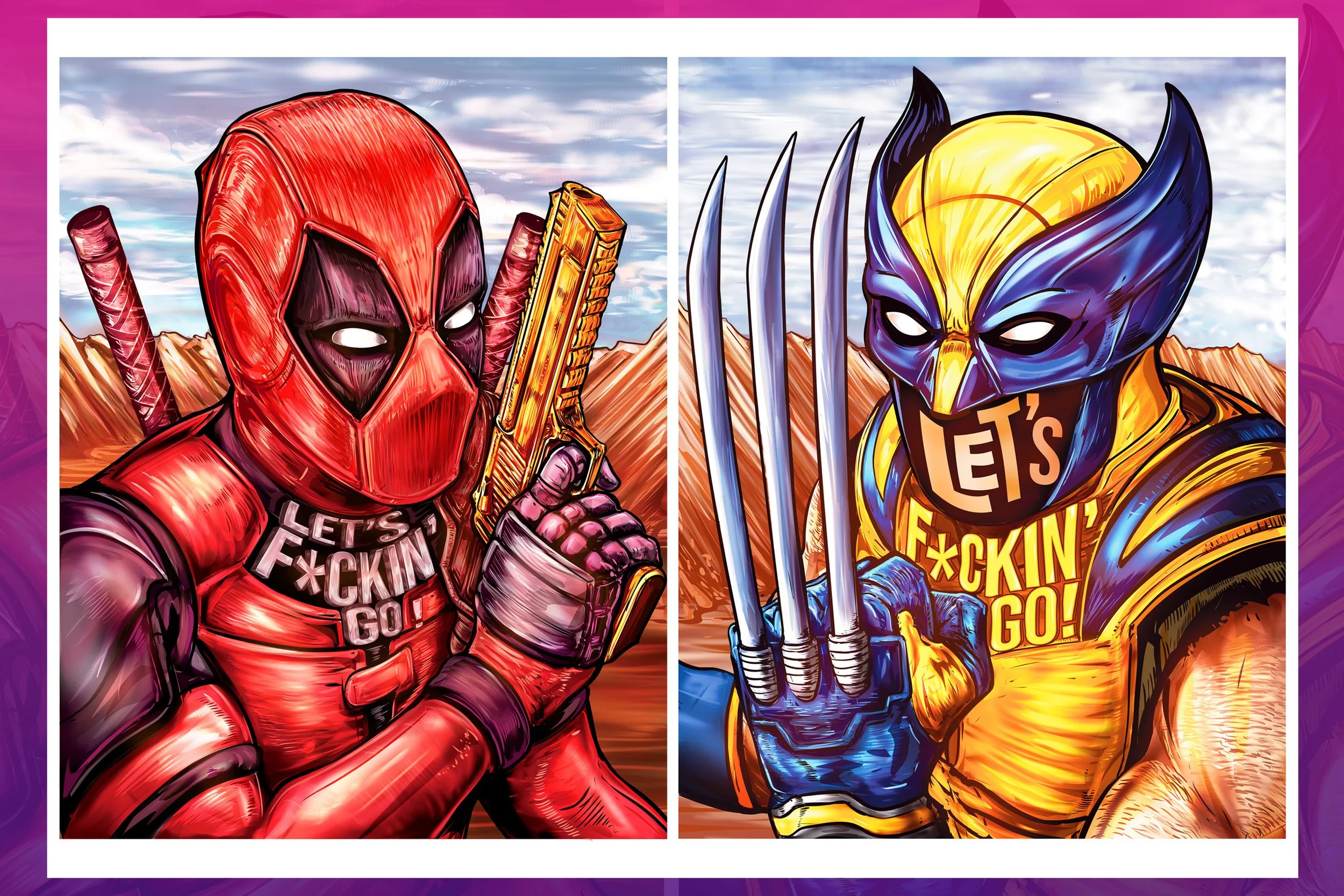 Deadpool vs Wolvy canvas print