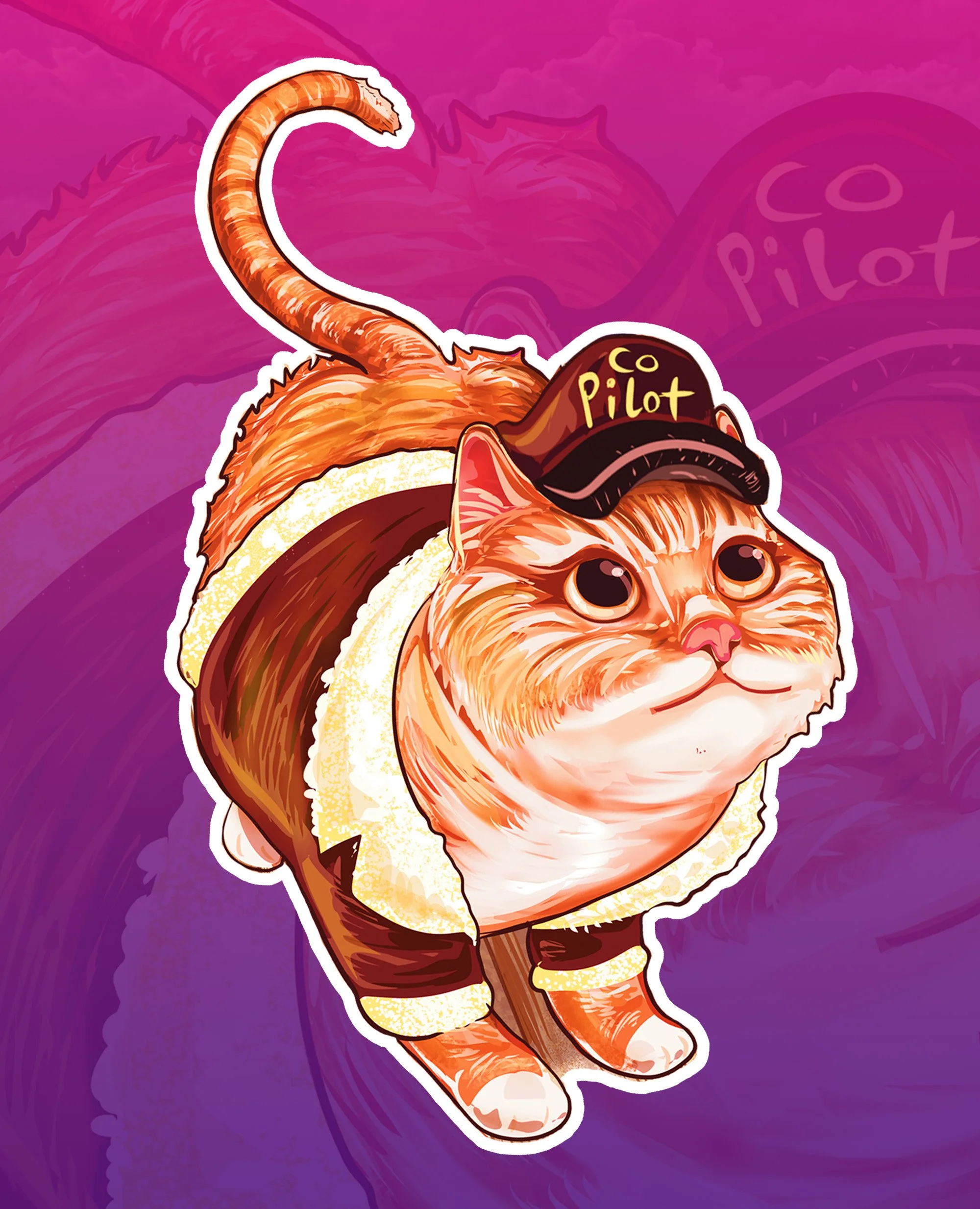 Co-pilot Kitty 4.5 x 6" sticker