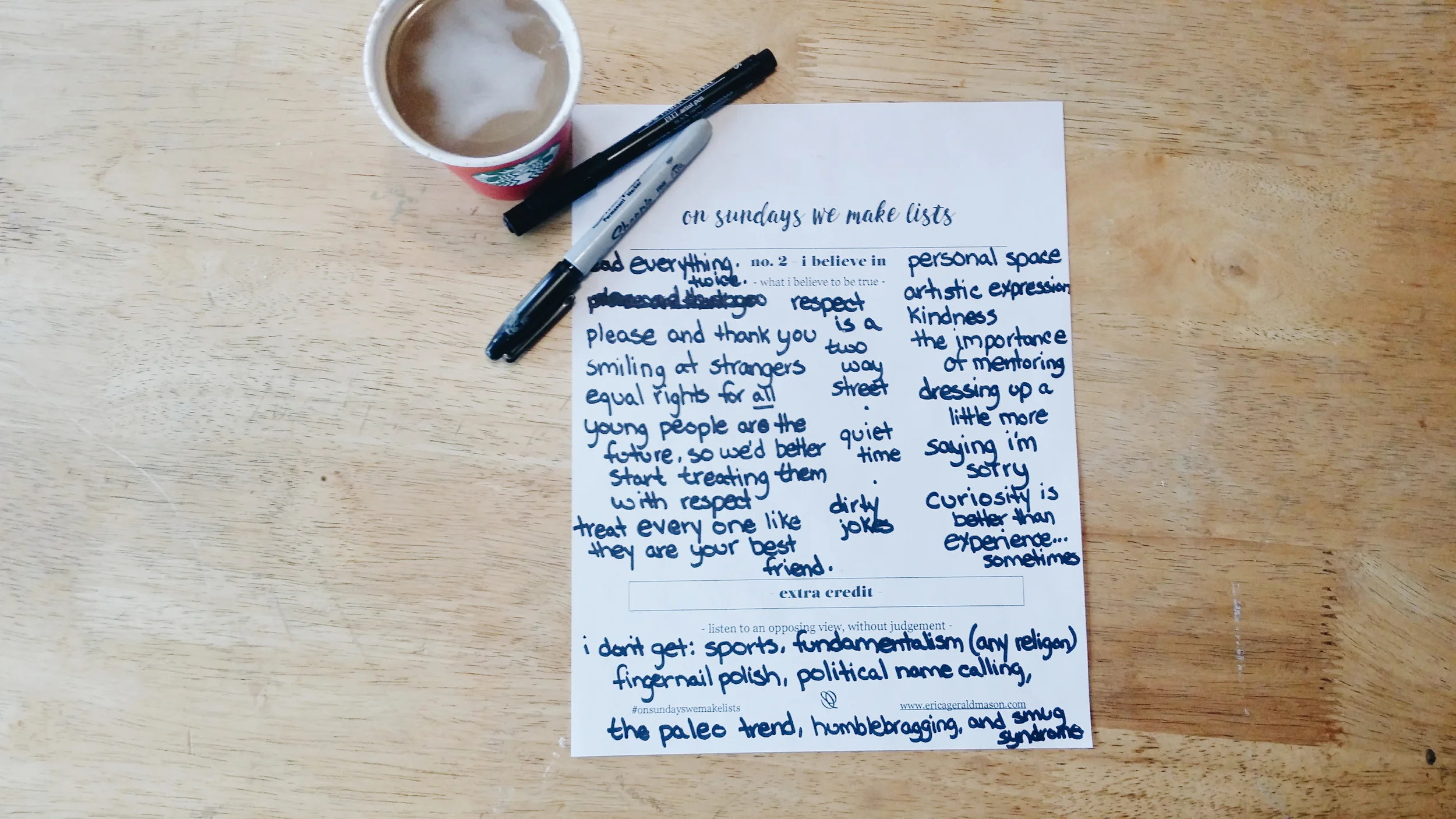 on sundays we make lists no. 2 - i believe