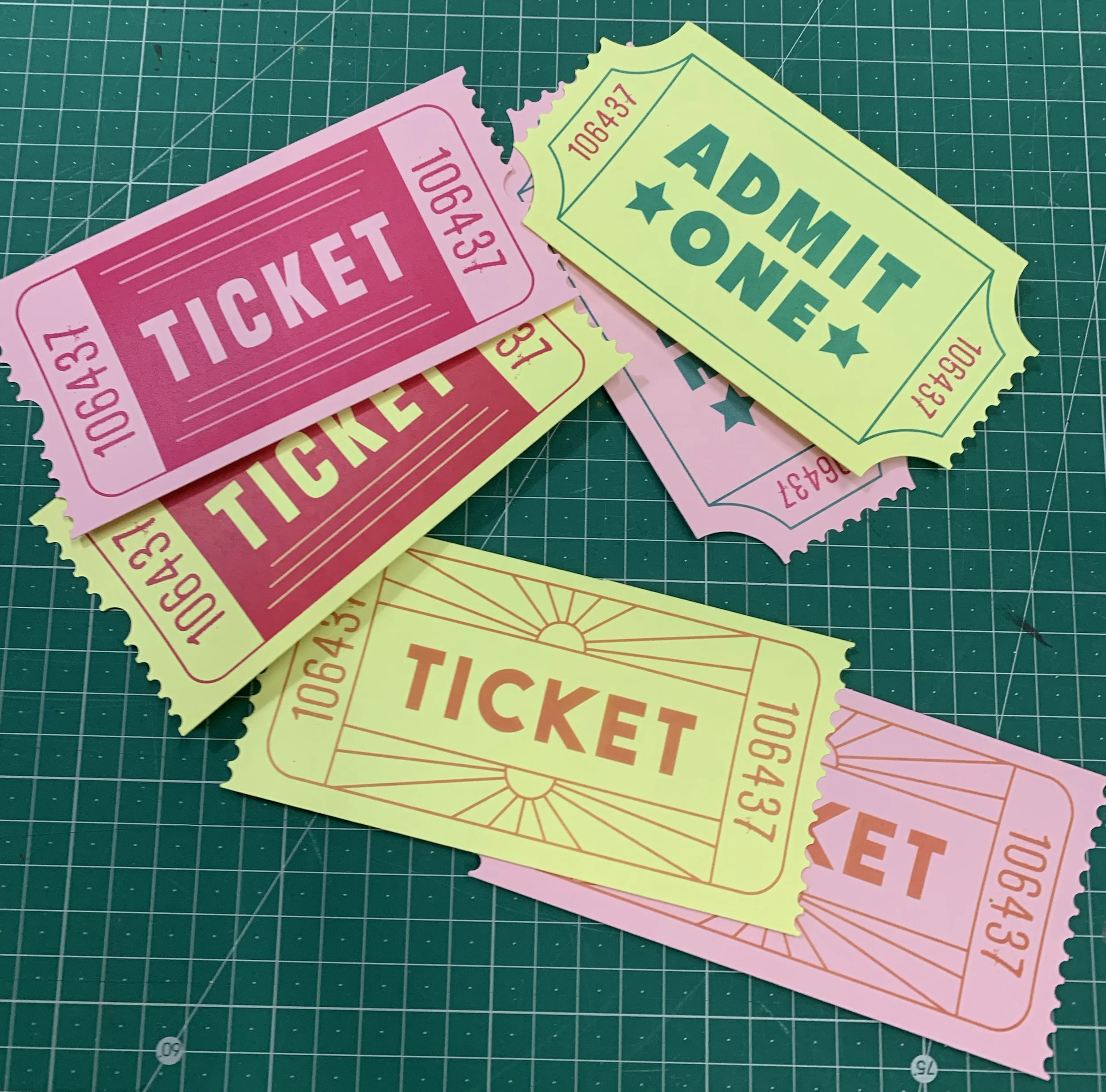 Custom oversized ticket stubs
