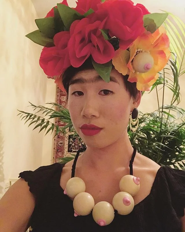 Ahem, my eyes are up here. Boob jewelry made from ping pong balls and sculpey clay. #FridaNipple