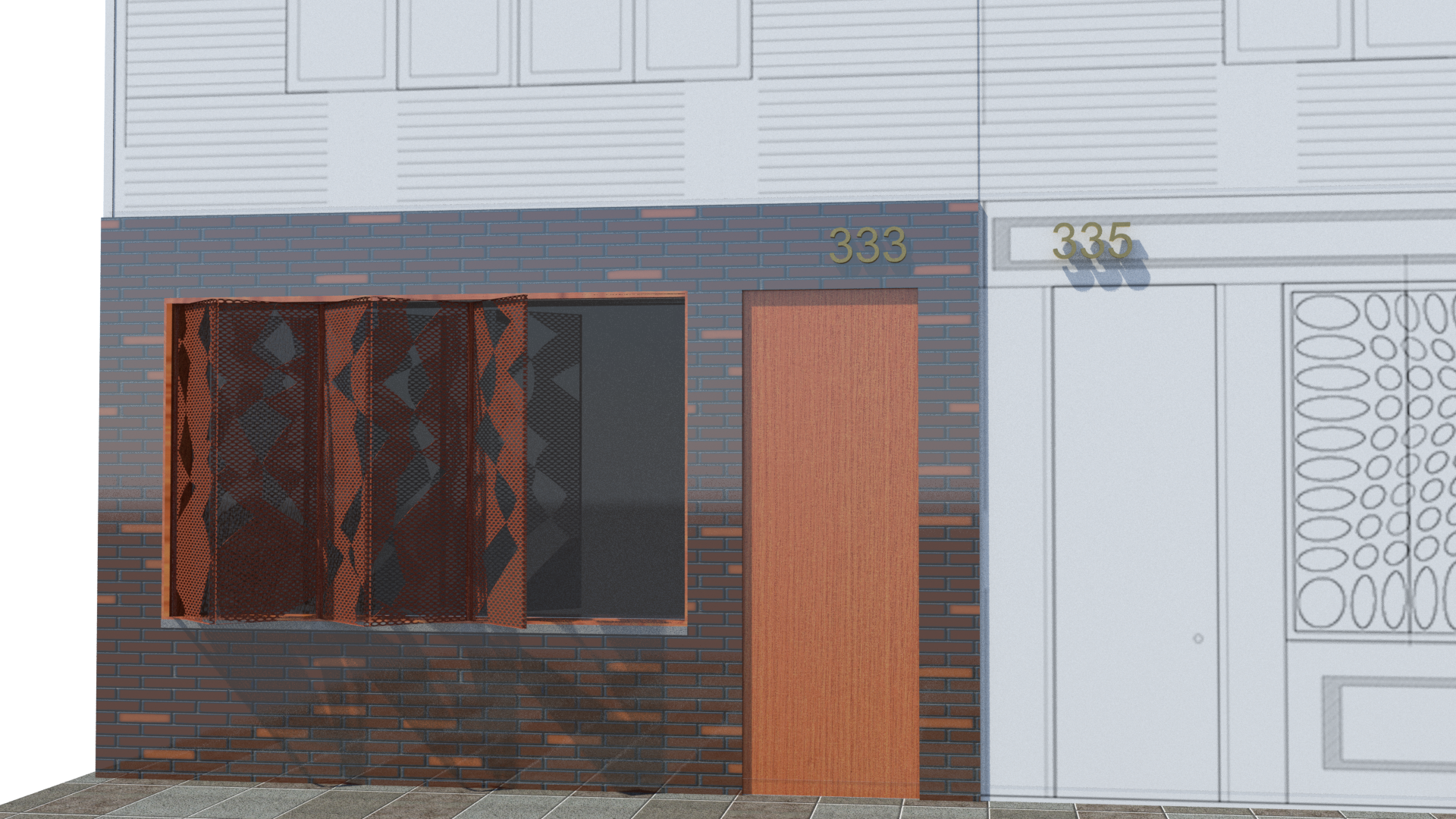 Glazed Brick and Patchwork Corten Screens