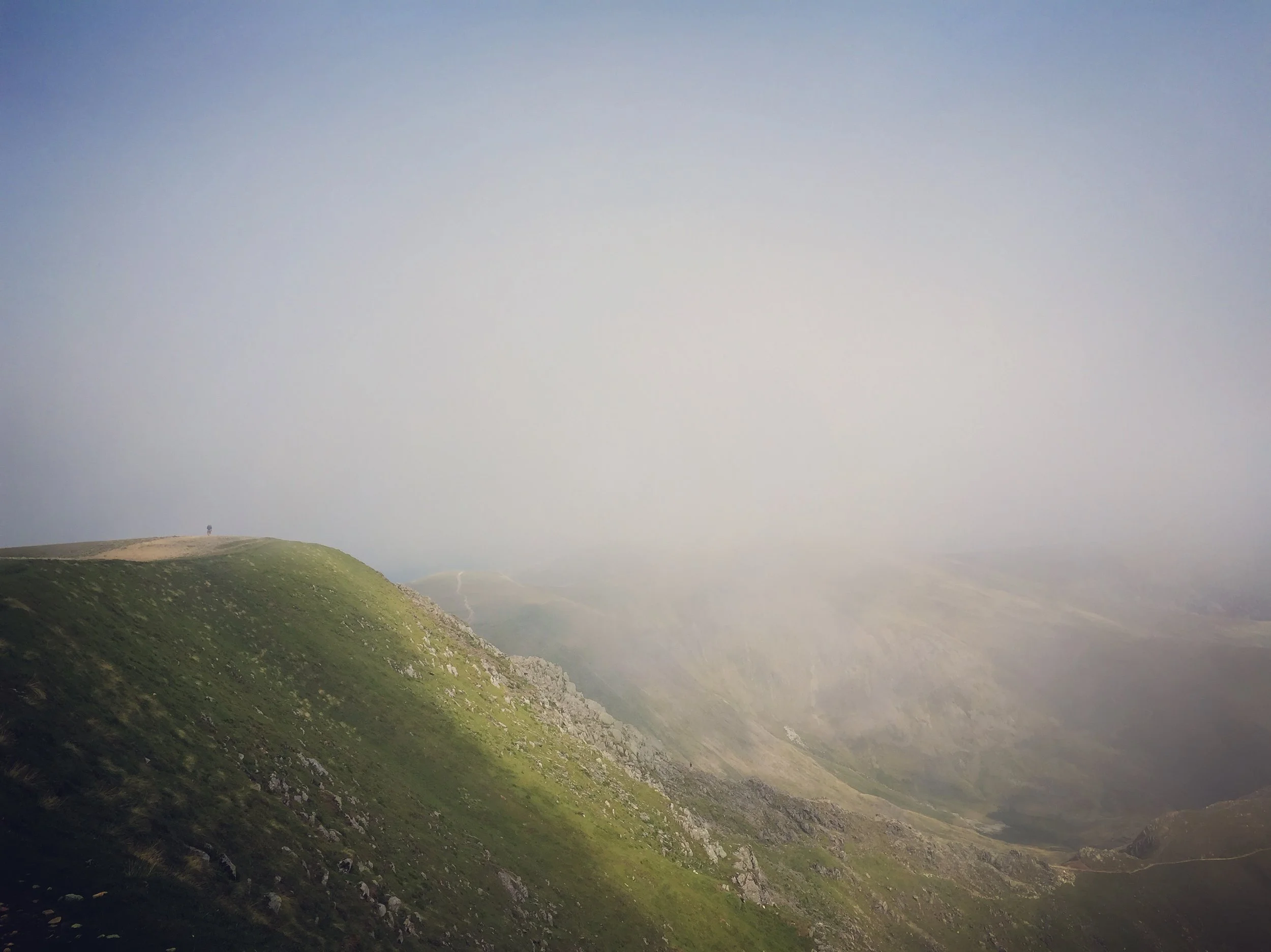 The view from the summit to Brown Crag (bridleway on the left)