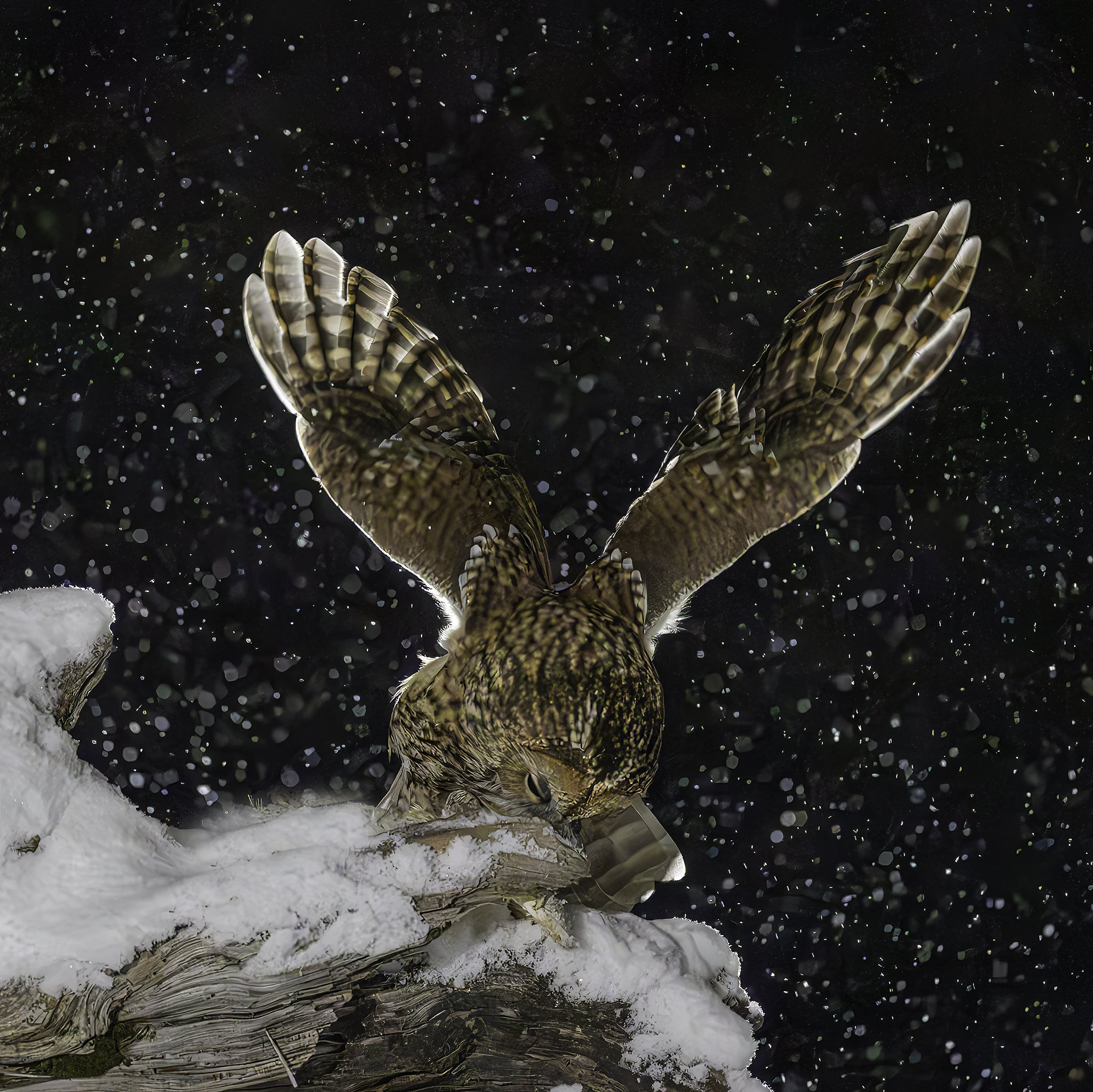 Tawny owl in winter wonderland 3
